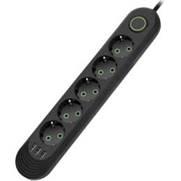 Мережевий фільтр Voltronic F05U Black 5 розеток, 3xUSB, 1.5м
