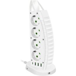 Мережевий фільтр Voltronic F14 White 8 розеток, 1xUSB-C, 3xUSB, 2м
