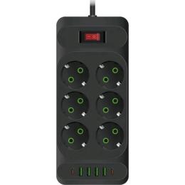 Мережевий фільтр Voltronic F33U Black 6 розеток, 2xUSB-C, 4xUSB, 2м