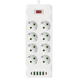 Мережевий фільтр Voltronic F34U White 8 розеток, 2xUSB-C, 4xUSB, 2м