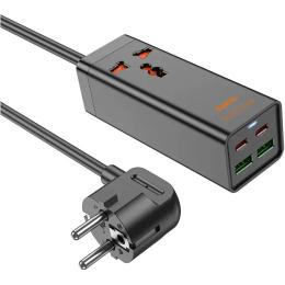 Мережевий фільтр Hoco HOCO AC10A/B Black 2xUSB-C, 2xUSB-A, 1xAC, PD65W