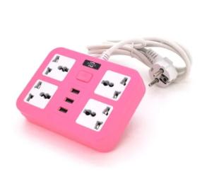 Мережевий фільтр Voltronic ТВ-Т15 Pink 4 розетки + 3 USB, 2 м