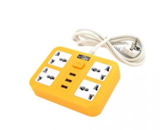 Мережевий фільтр Voltronic ТВ-Т15 Yellow 4 розетки + 3 USB, 2 м