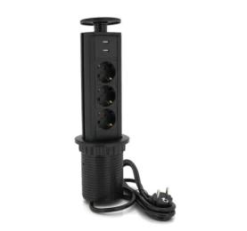 Мережевий фільтр Voltronic D08-FU03 Black 3 розетки, 2xUSB, 2м
