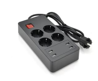 Мережевий фільтр Voltronic P-EU4U4S-4000W Black 2 м, 4 розетки