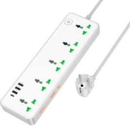 Мережевий фільтр Hoco AC13A/W White 5 розеток, 1xUSB-C, 3xUSB, 1.5м