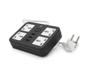 Мережевий фільтр Voltronic ТВ-Т15 Black 4 розетки + 3 USB, 2 м