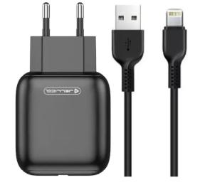Мережевий зарядний пристрій для телефона Jellico C32 Black + LIGHTNING