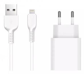 Мережевий зарядний пристрій для телефона Jellico C5 White 1USB 2.1A + USB-A to LIGHTNING