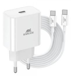 Мережевий зарядний пристрій для телефона RivaCase PS4101 WD4 White PD3.0 QC3.0 20W + USB-C to USB-C