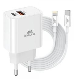 Мережевий зарядний пристрій для телефона RivaCase PS4102 WD5 White 20W PD3.0 QC3.0 + USB-C to Lightning