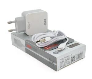 Мережевий зарядний пристрій для телефона Voltronic YT-KMY-A303-M White with Iphone Usb Cable