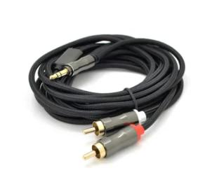 Аудіо-кабель VEGGIEG YT-AR2-1.5 mini-jack 3.5 мм (тато)  -  2RCA (тато) 1.5m Black