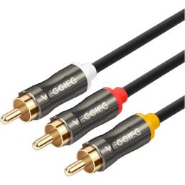 Аудіо-кабель VEGGIEG YT-AV303 3xRCA (тато)  -  3xRCA (тато) 3m Black
