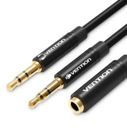 Аудіо-кабель Vention (BBTBF) 3.5 мм (мама)  -  2х3.5 мм (тато) 1m Black