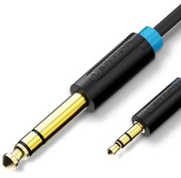 Аудіо-кабель Vention (BABBH) 6.35 мм (тато)  -  3.5 мм (тато) 2m Black