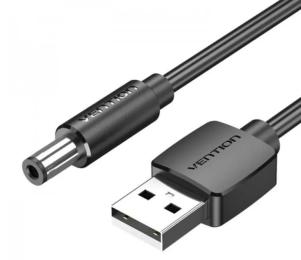 Кабель живлення Vention (CEYBG) USB (тато) - DC (тато) 1.5m Black 5.5 мм