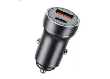 Автомобільний адаптер для телефона Jellico F12 Black USB+USB-C 30W