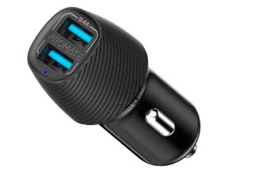 Автомобільний адаптер для телефона Promate Voltrip-Duo 17W Black 2 USB (voltrip-duo.black)