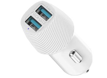 Автомобільний адаптер для телефона Promate Voltrip-Duo 17W White 2xUSB (voltrip-duo.white)