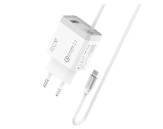 Мережевий зарядний пристрій для телефона Promate iCharge-PDQC3 White 20Вт PD Lightning + USB QC3.0 (icharge-pdqc3.white)