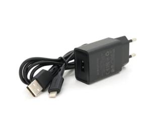 Мережевий зарядний пристрій для телефона Borofone BA68A Black +USB Type-A - Lightning 1м (BA68ABi)