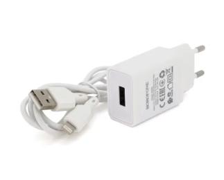 Мережевий зарядний пристрій для телефона Borofone BA68A White USB Type-A - Lightning 1м (BA68AWi)