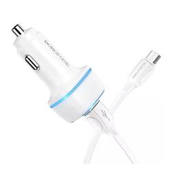 Автомобільний зарядний пристрій для телефона Borofone BZ14 Max White + MicroUSB (BZ14MW)