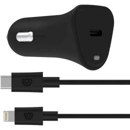 Автомобільний зарядний пристрій для телефона Griffin GP-083-BLK Black PowerJolt 18W USB-C PD + USB-C to Lightning