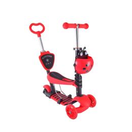 Самокат Bambi SC20139 Red з батьківською ручкою,колеса що світяться колеса
