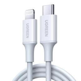Дата-кабель Ugreen US171 USB-C (тато) to Lightning (тато) Cable 0.25 m White (60746)