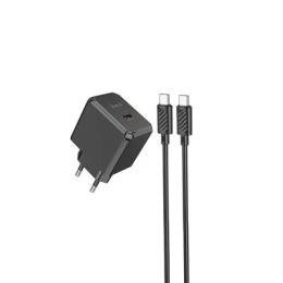 Мережевий зарядний пристрій для телефона Hoco CS13A OCEAN SINGLE PORT PD20W CHARGER SET (TYPE-C TO TYPE-C) Black