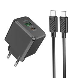 Мережевий зарядний пристрій для телефона Hoco CS14A OCEAN PD20W + QC3.0 CHARGER SET (TYPE-C TO TYPE-C) Black