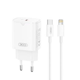 Мережевий зарядний пристрій для телефона XO L131 1 USB-C + Lightining White