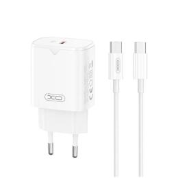 Мережевий зарядний пристрій для телефона XO L131 1 USB-C + Type-C White
