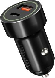 Автомобільний зарядний пристрій для телефона XO CC32 Black 1USB +1USB-C 20W PD+QC3.0 + type-C cable