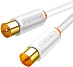 Коаксіальний кабель Cabletime CF33L White телевізійний, 2 м, Male to Female