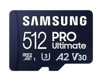 Карта памяті Samsung PRO Ultimate microSDXC 512GB UHS-I U3 V30 A2 + SD адаптер (MB-MY512SA/WW)