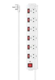 Мережевий фільтр HAMA 6-Way Power Strip 6 розеток 1.4м White (00223159)