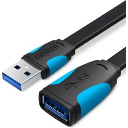 Кабельний подовжувач Vention VAS-A13-B100 Flat USB 3.0 (тато)  -  USB (мама) 1м Black