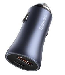 Автомобільний адаптер для телефона Baseus Golden Contactor Pro 40W Gray (TZCCJD-0G)