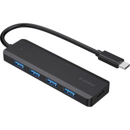 USB-хаб Gembird USB-C to 4 x USB3.1 1 x USB-C PD Black (UHB-CM-U3P4P-01)