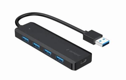 USB-хаб Gembird USB-A to 4 x USB3.1 1 x USB-C PD Black (UHB-U3P4P-02)