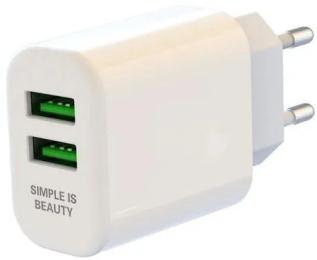 Адаптер живлення для телефона XO L85C White 2USB 2.4A