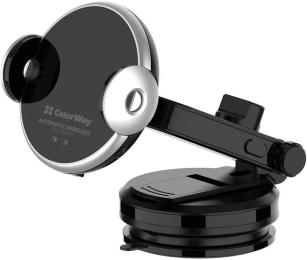 Тримач в авто ColorWay AutoSense Car Wireless Charger Dashboard + Air Vent 15W Black (CW-CHAW039Q-BK)