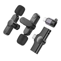 Мікрофон Borofone BFK12 Trophy Type-C + Lightning lavalier Lightning Black 2шт+перехідник на lightning+ресивер