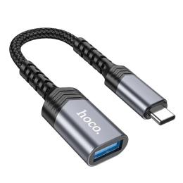 Перехідник Hoco UA24 USB-C (тато) - USB-A (мама), 0.15m Metal Gray