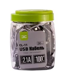 Дата-кабель DC (CL-11) USB (тато)  -  Type-C (тато) 1м Black White 30pcs/bottle