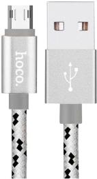 Дата-кабель Hoco U6 USB (тато)  -  Micro USB (тато) 1.2m Silver