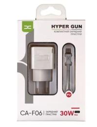 Мережевий зарядний пристрій для телефона DC CA-F06 2в1 Lightning PD/30W/GaN Technology White